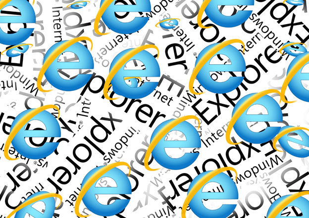 A seemingly infinite amount of the symbols for and name of Internet Explorer, which gives us the feeling of its omnipresence in 2002. 